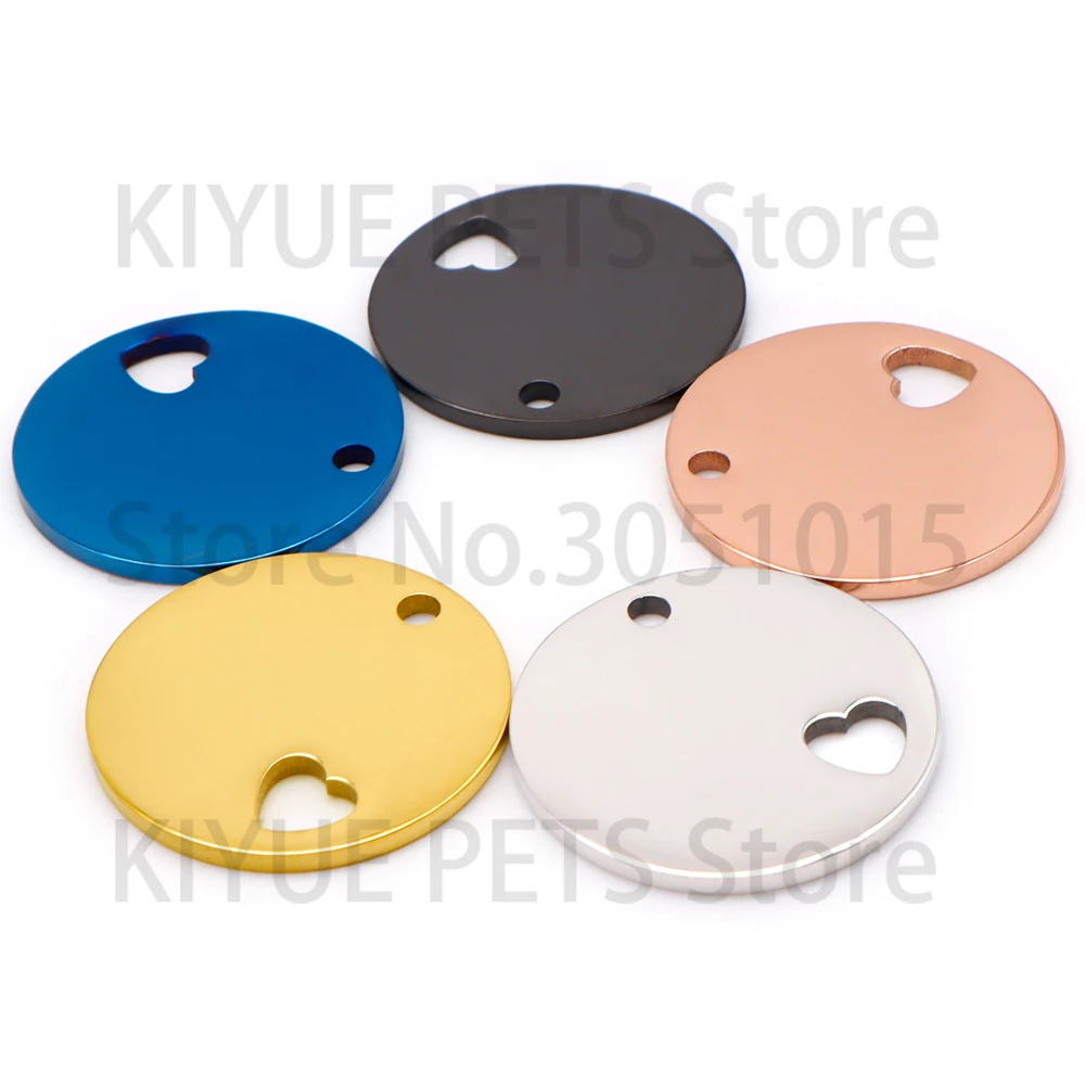 Dijes de corazón para collares de perro y gato, acero inoxidable - imagen 4