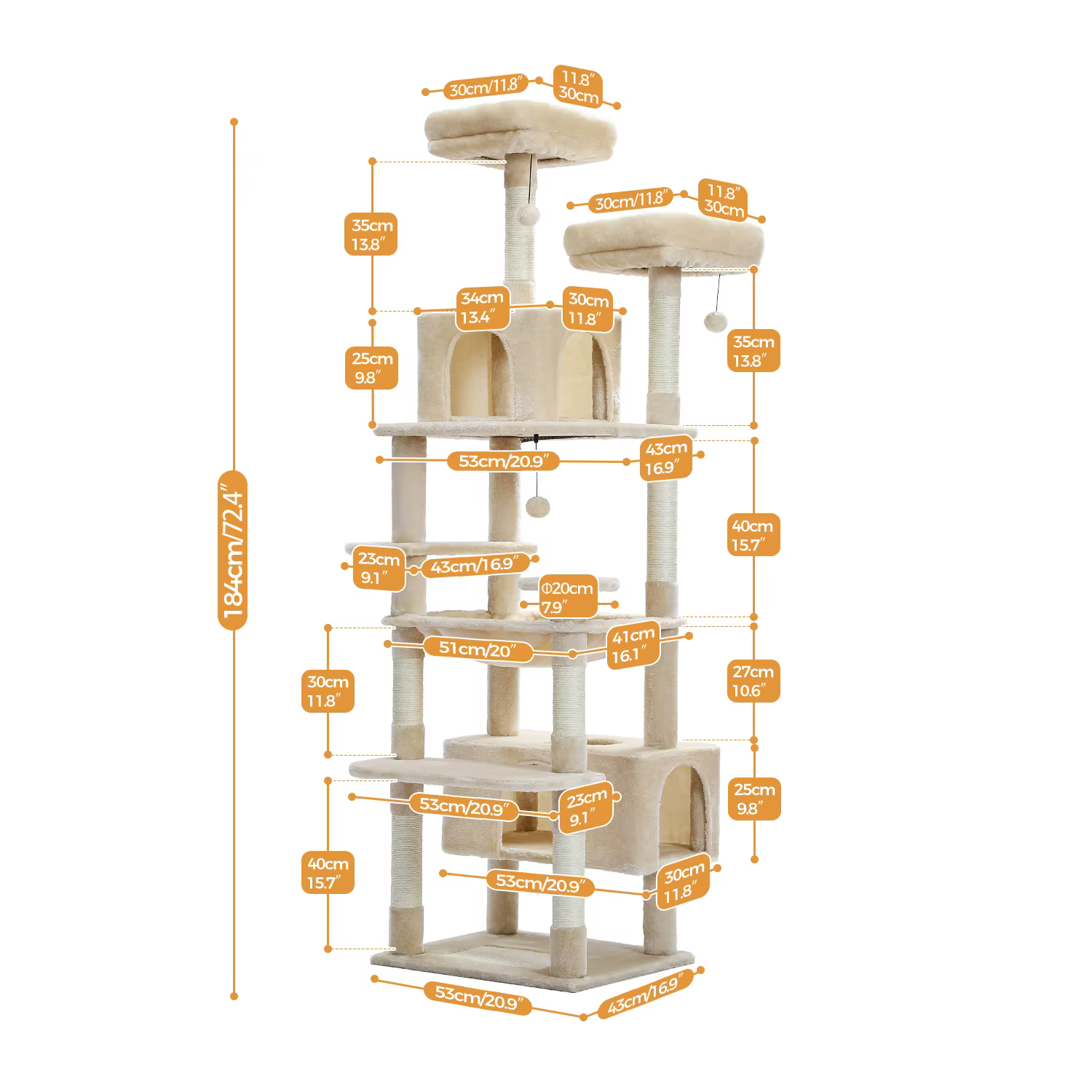 Árbol para gatos de varios niveles con rascador, hamaca y cueva - imagen 3