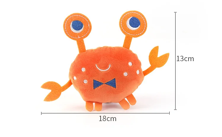 Textura suave del peluche y forma de cangrejo