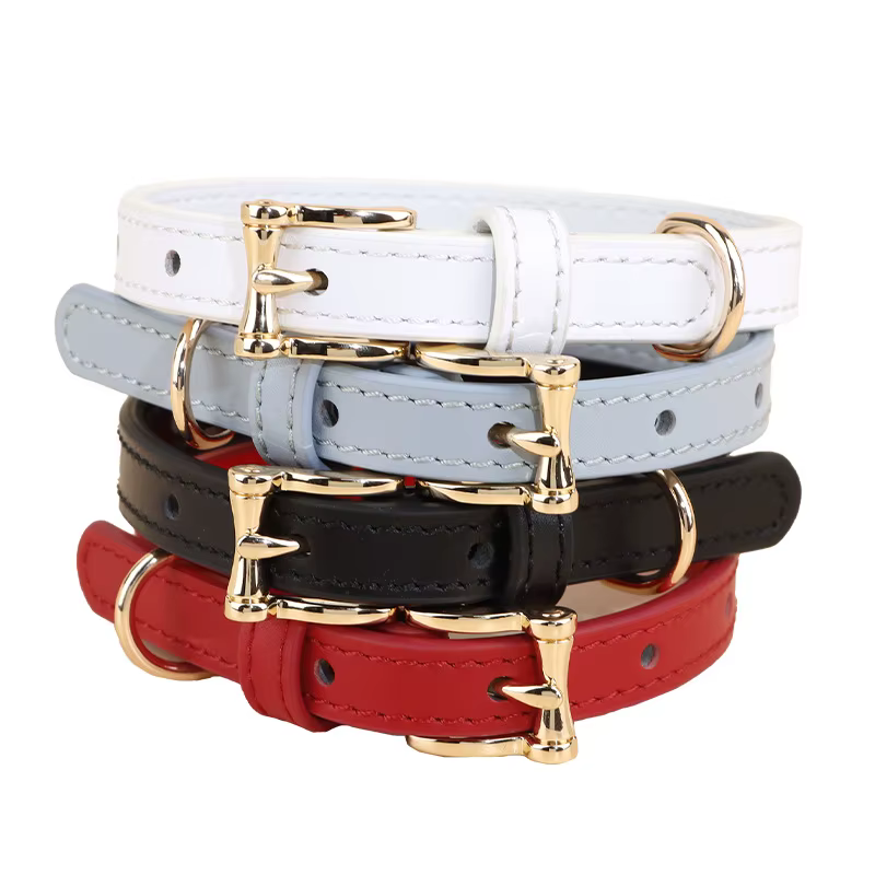 Collar perro cuero genuino antipull para perros pequeños hecho a mano - imagen 3