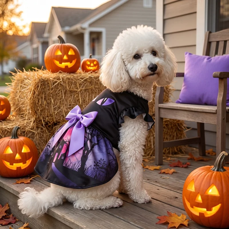 Tutu Disfraz Halloween para perros y gatos pequeños – Vestido princesa con ojos de gato - imagen 4