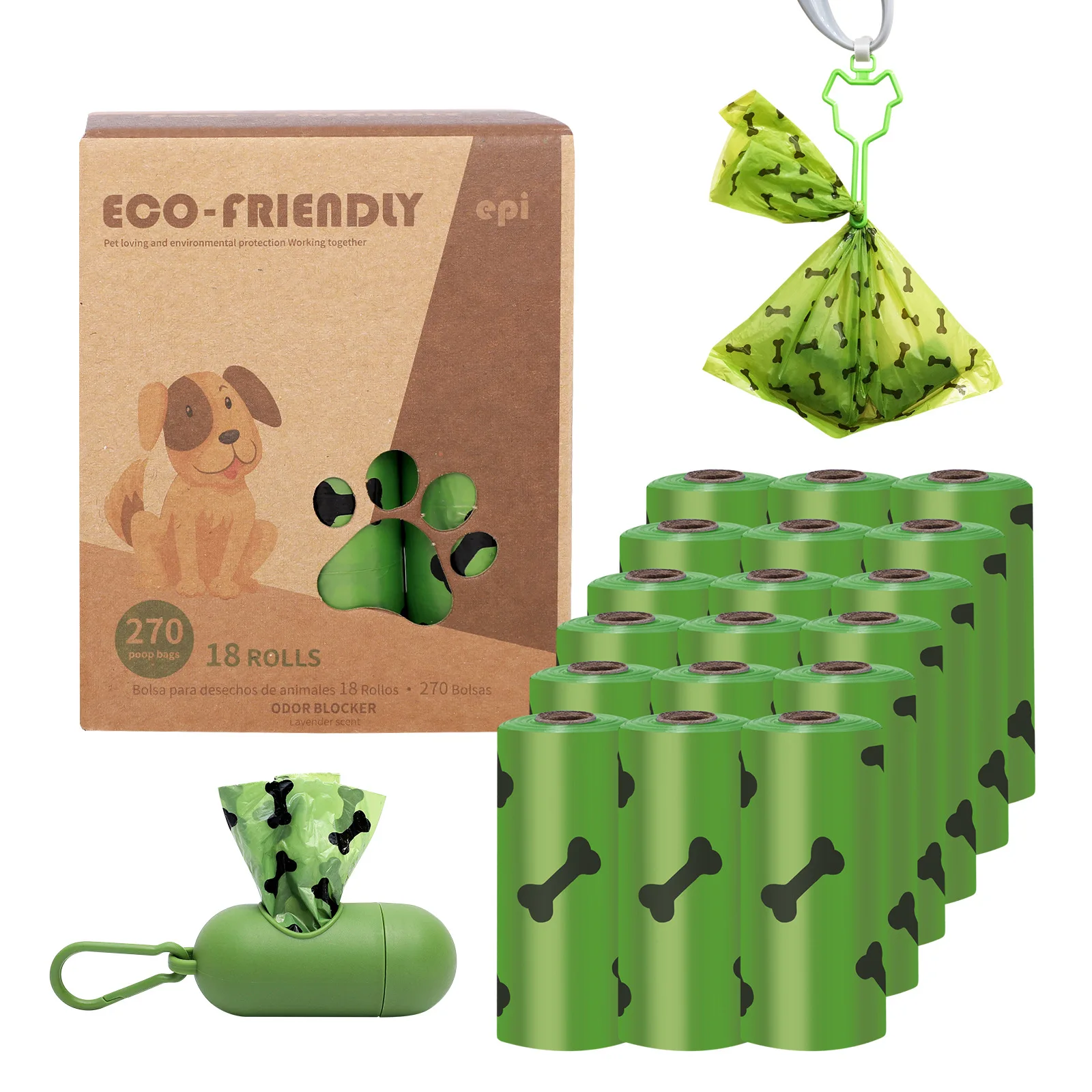Dispensador de bolsas para excrementos de perro y soporte para gatos