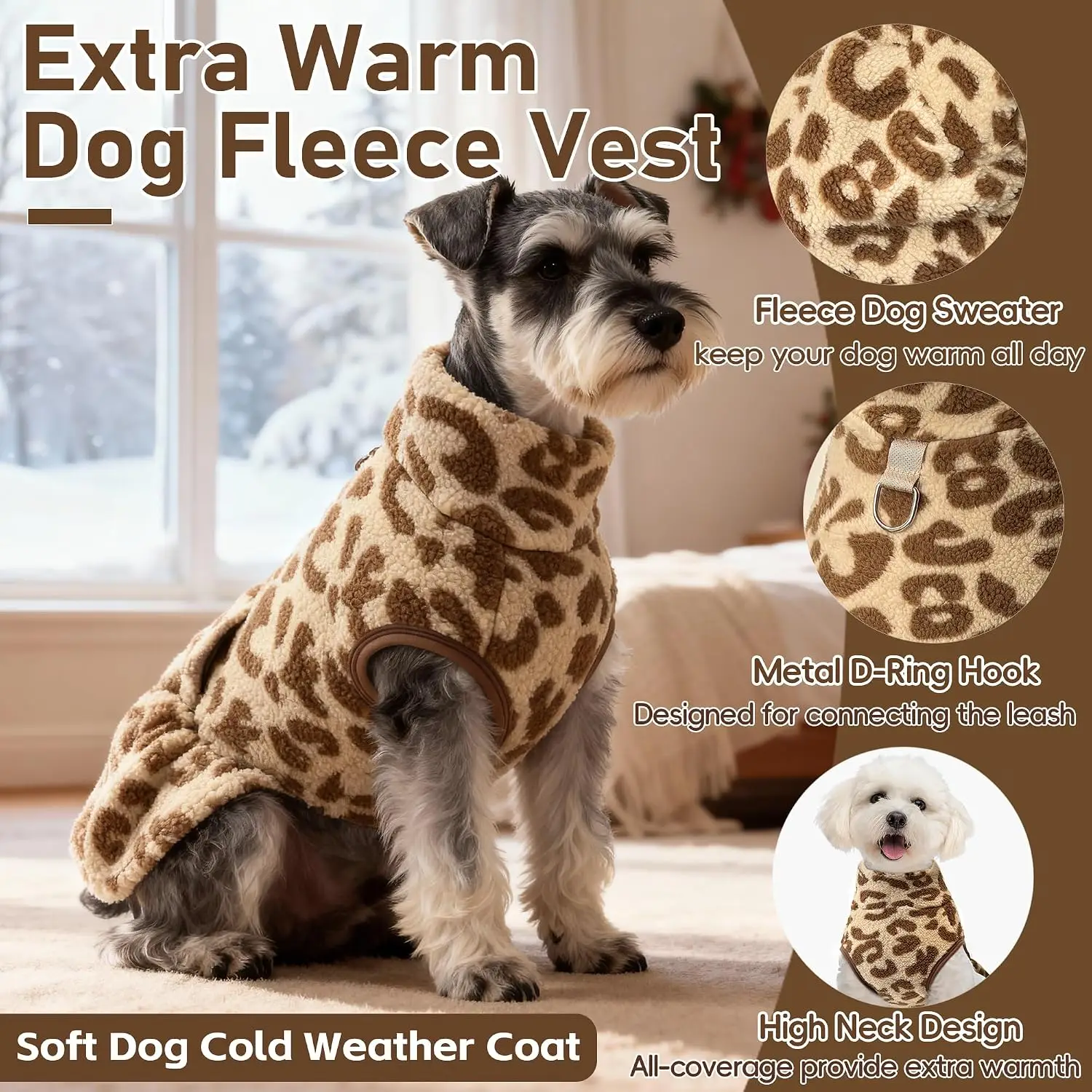 Jersey polar de invierno para perros pequeños con estampado de leopardo - imagen 2