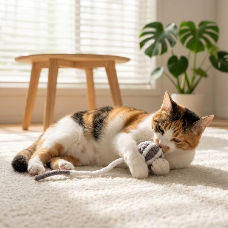 Pelotas interactivas para gatos con campana y lana, juego interior - imagen 2