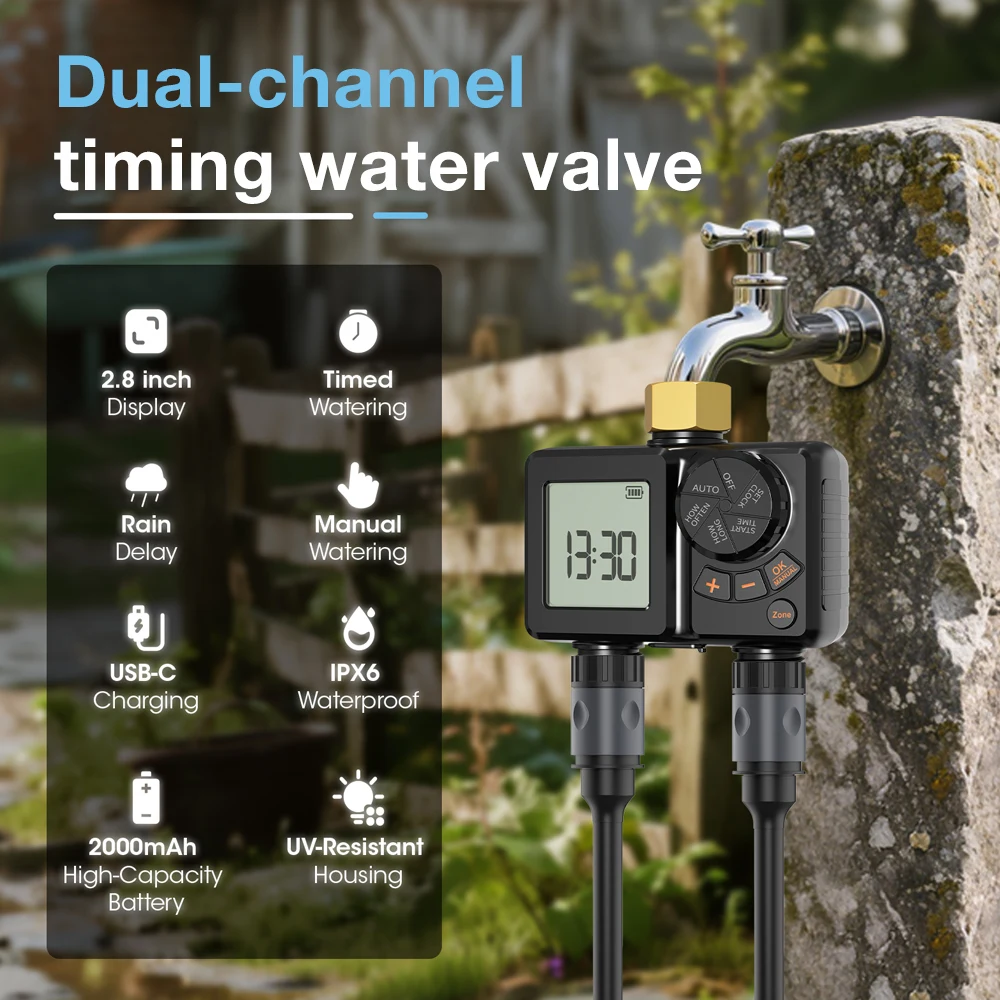 Temporizador de riego impermeable con pantalla LCD