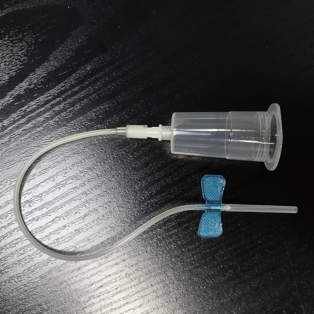 Soporte de sangre desechable en uso