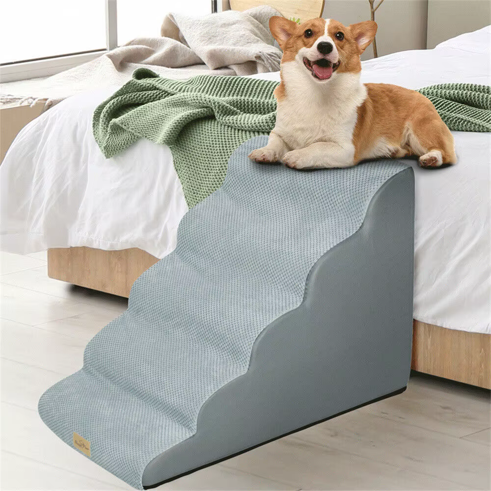 Rampa para perros con escalones acolchados para camas altas y sofá