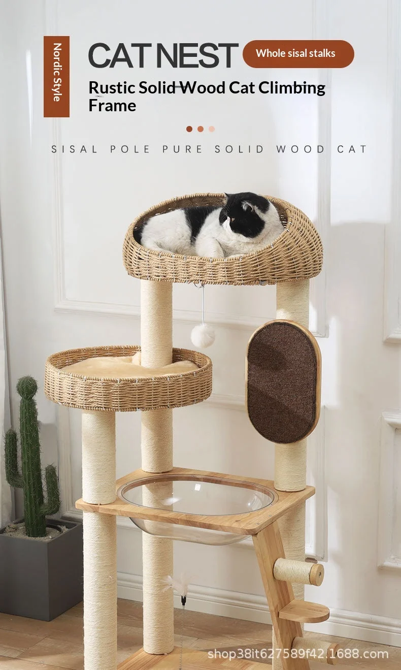 Árbol para gatos con estructura alta y estilo japonés