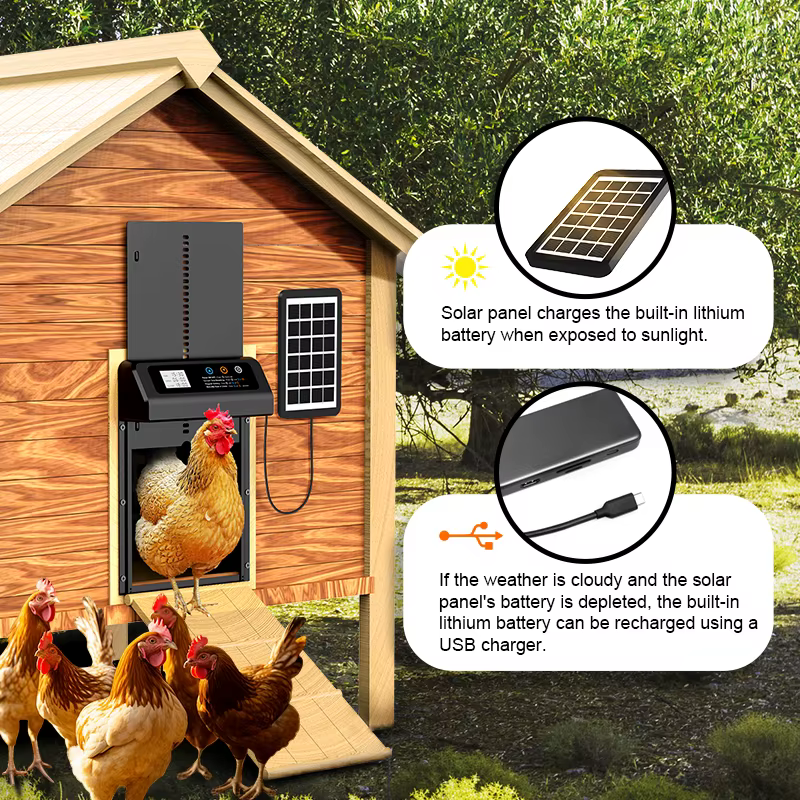 Puerta automática solar para gallinero con temporizador y control - imagen 4