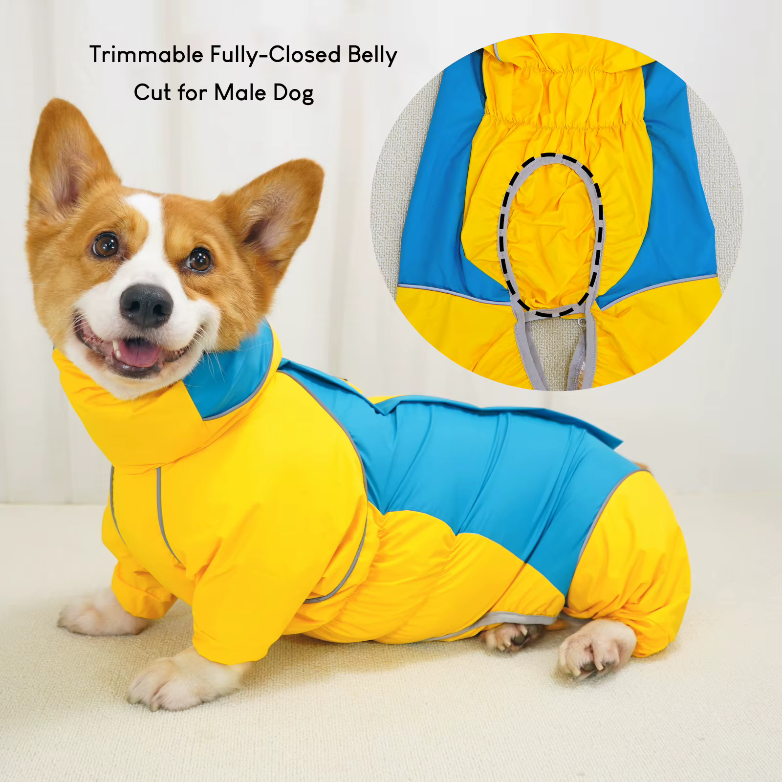 Chubasquero impermeable para perro Corgi con capucha reflectante - imagen 5
