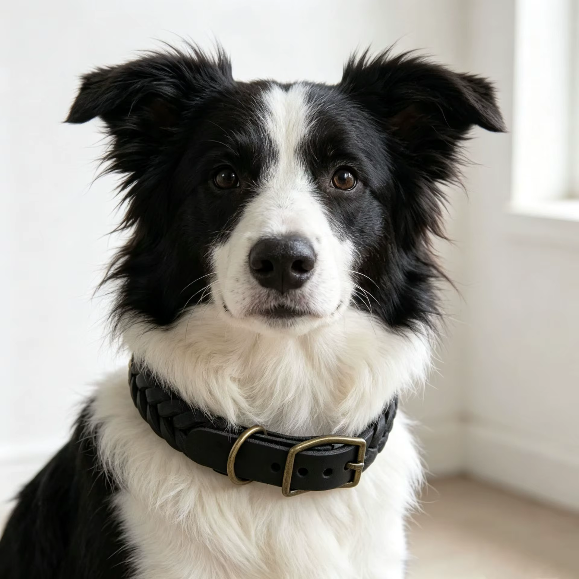 Collar de perro de cuero genuino trenzado ajustable antipull - imagen 4