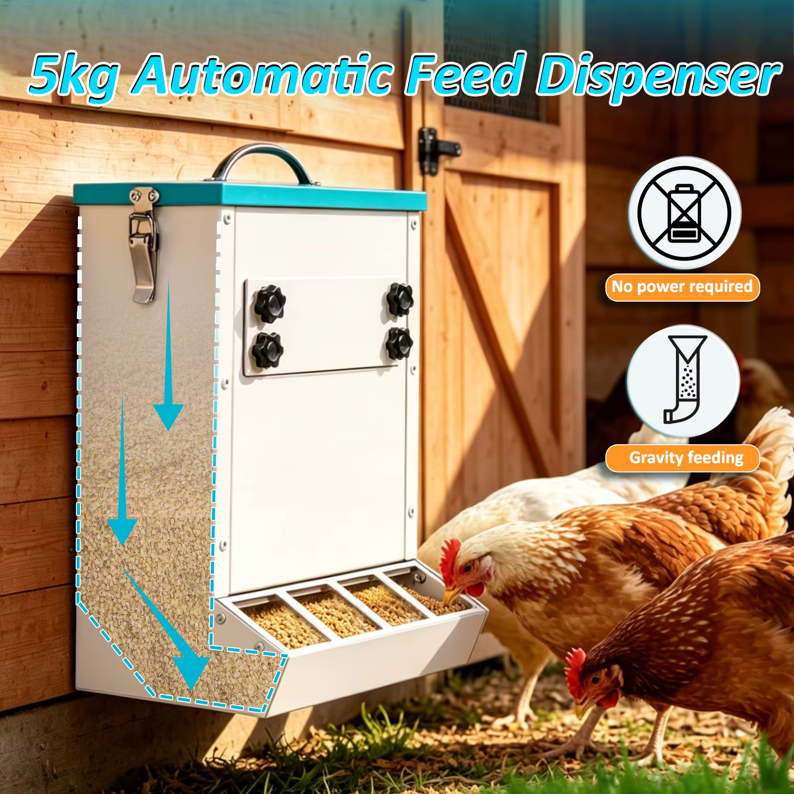 Comedero colgante para aves con tapa y estructura de acero inoxidable - imagen 5