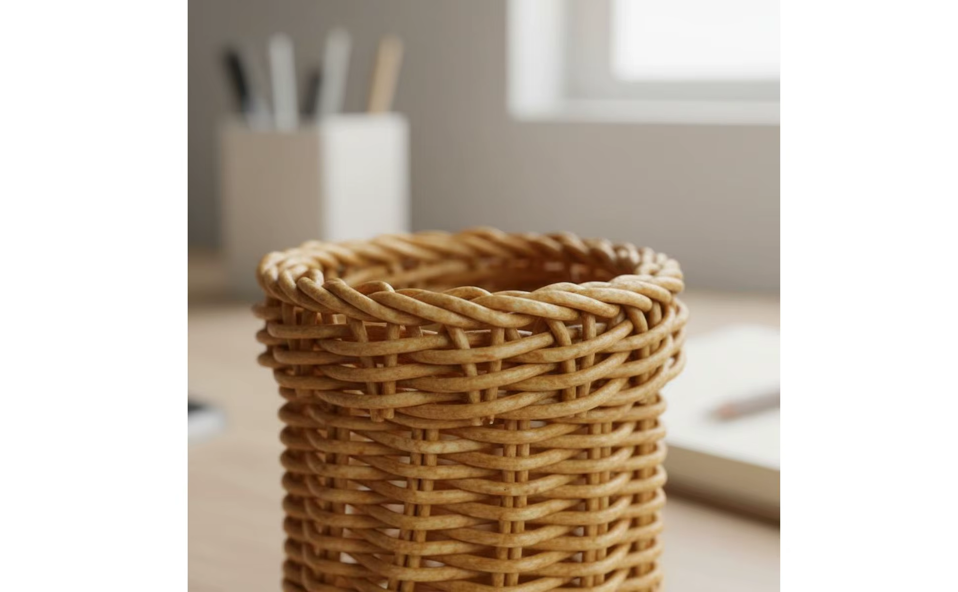 Soporte para instrumentos de escritura con acabado tipo ratán