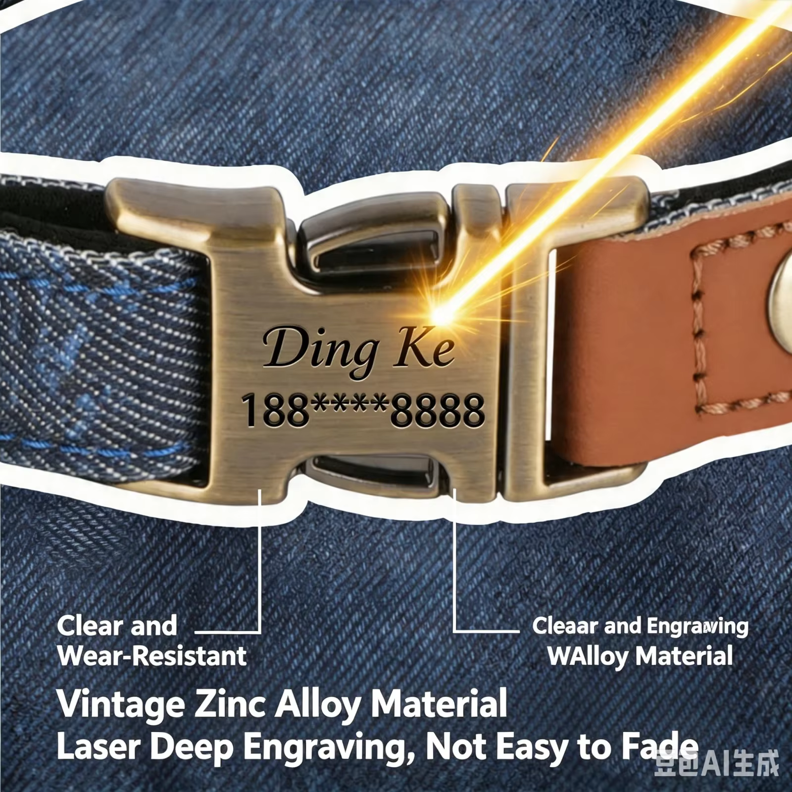 Collar ajustable de nailon en color azul para perros medianos y grandes