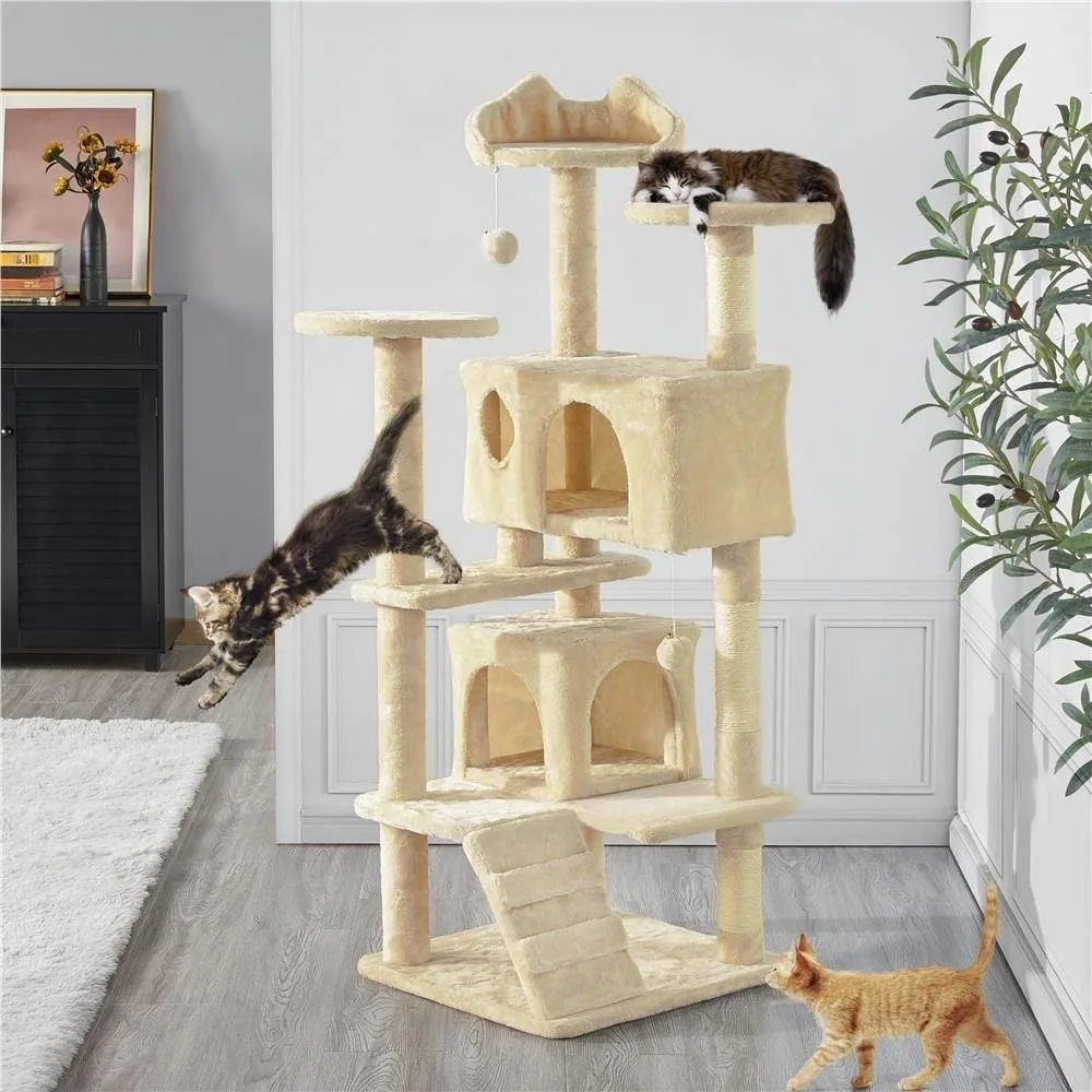 Plataformas superiores de terciopelo para gatos