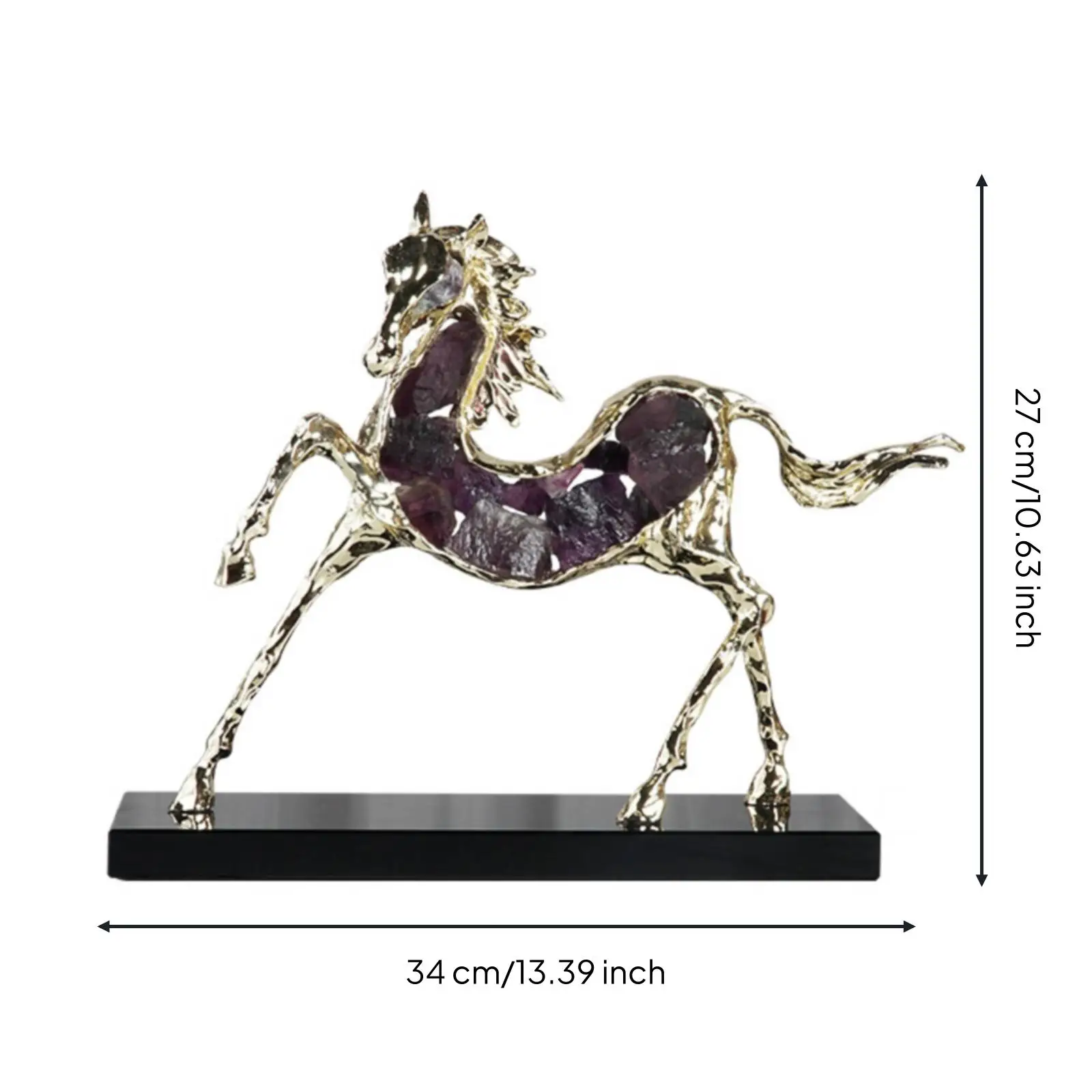 Escultura de Caballo con Cristales y Acabado Metálico Moderno - imagen 5