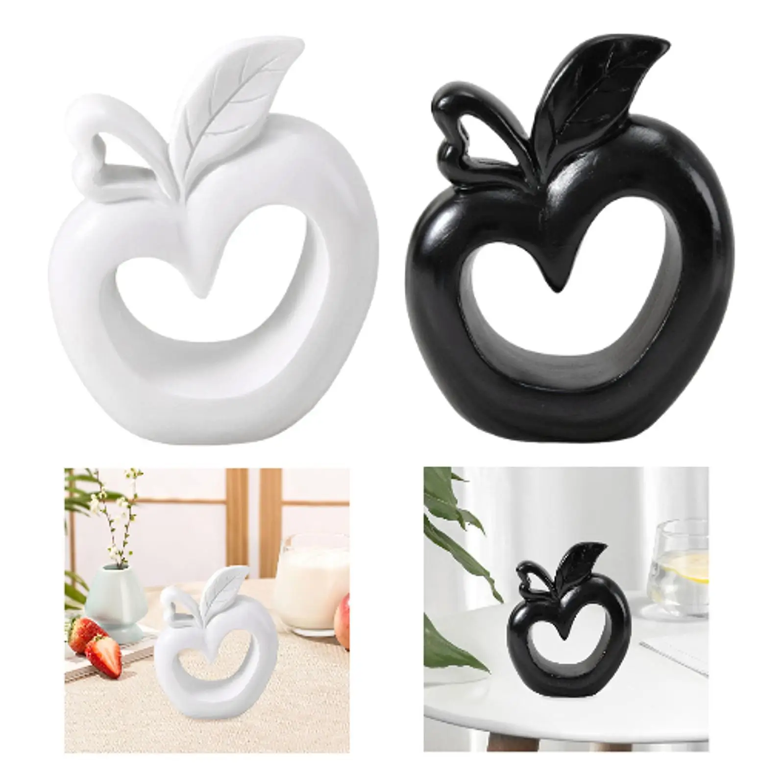 Estatua de manzana de resina con diseño artístico de corazón