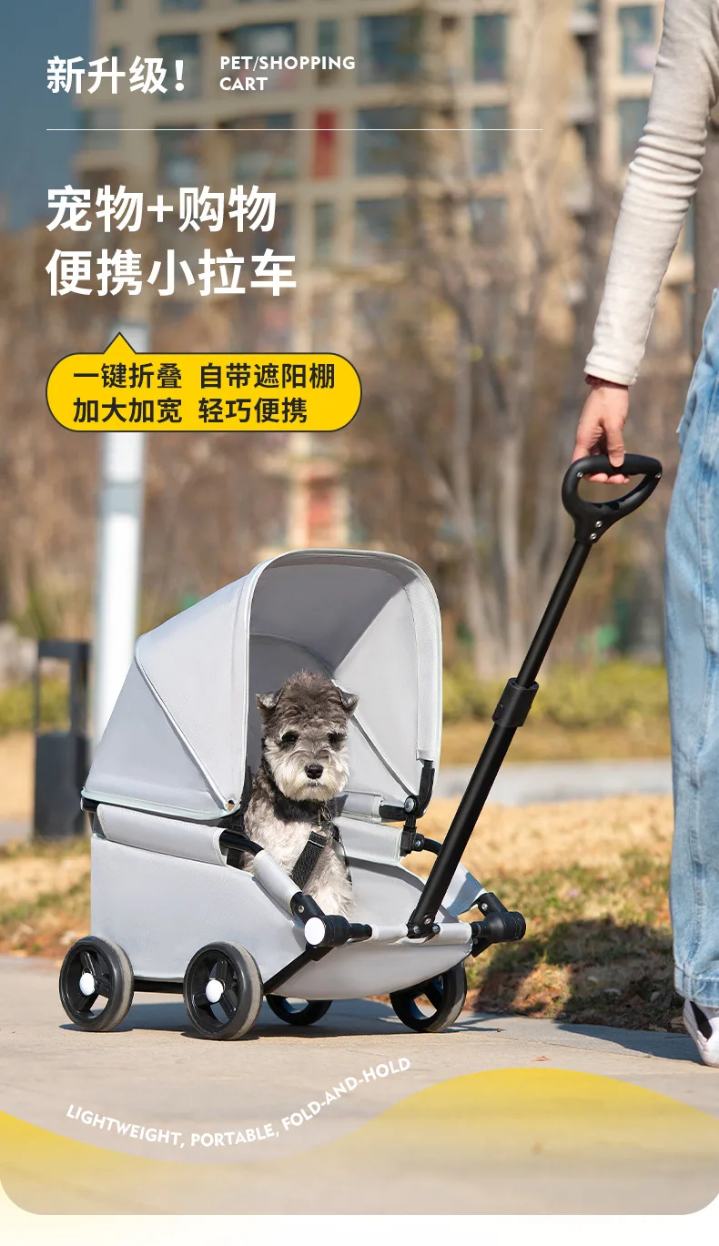 Carrito plegable para mascotas feimiaomilei plegado