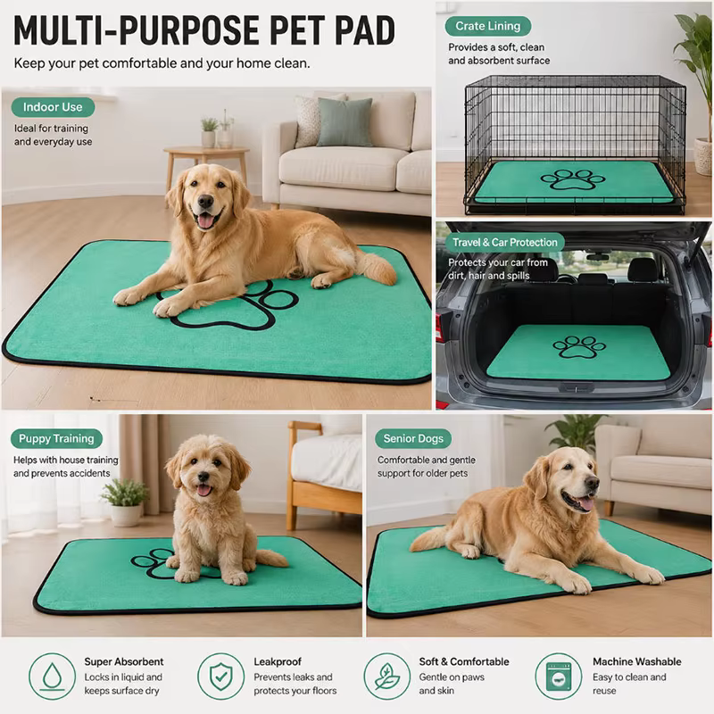 Empapador reutilizable para perros vellón coral antifugas lavable - imagen 3
