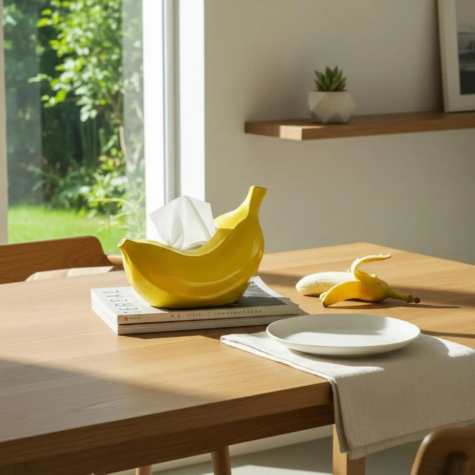 Caja pañuelos plátano decorativa para salón y baño - imagen 2