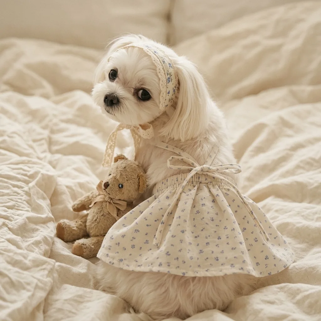 Vestido de verano para perros pequeños con falda floral y tirantes - imagen 3