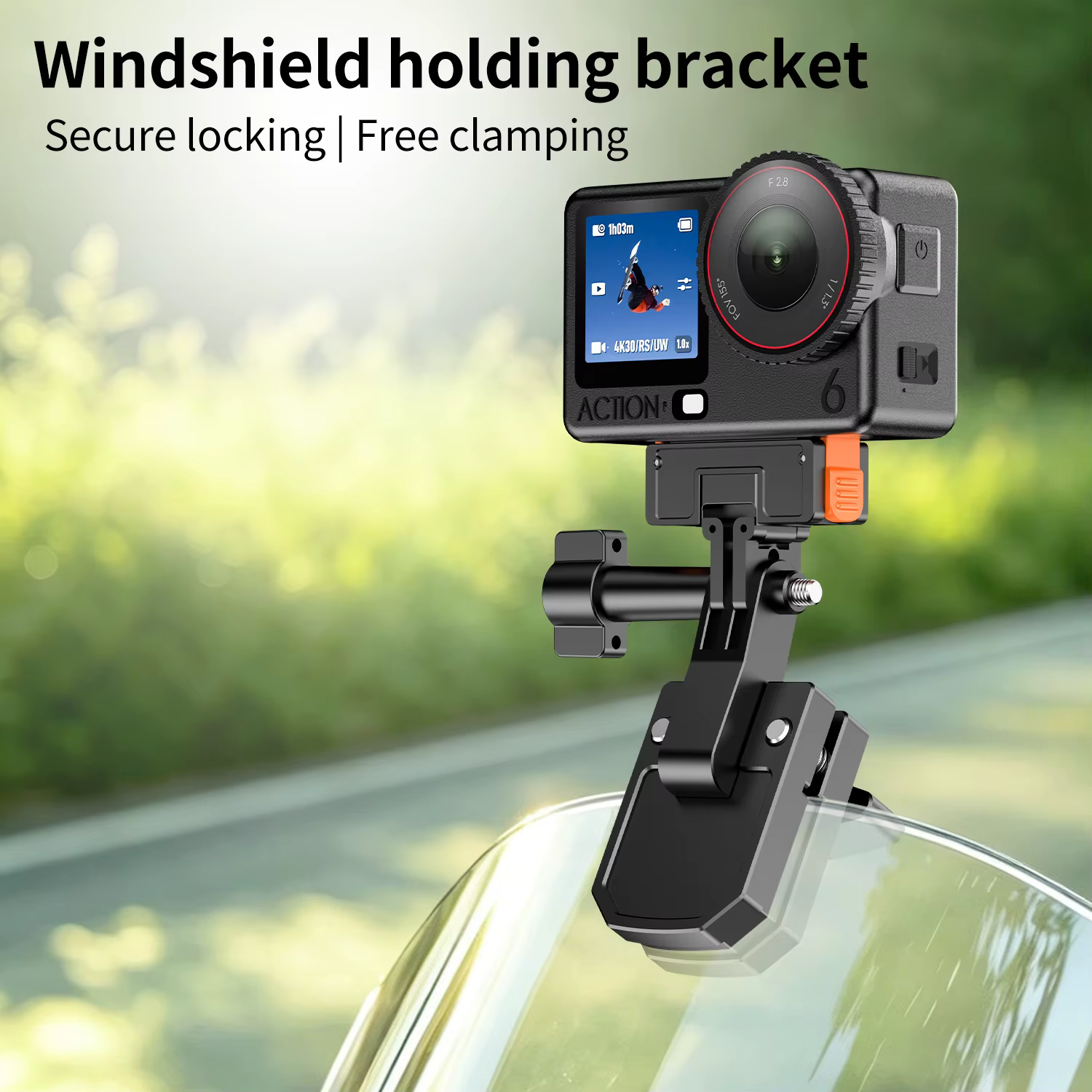 Soporte abrazadera aluminio para cámara GoPro e Insta360 y DJI