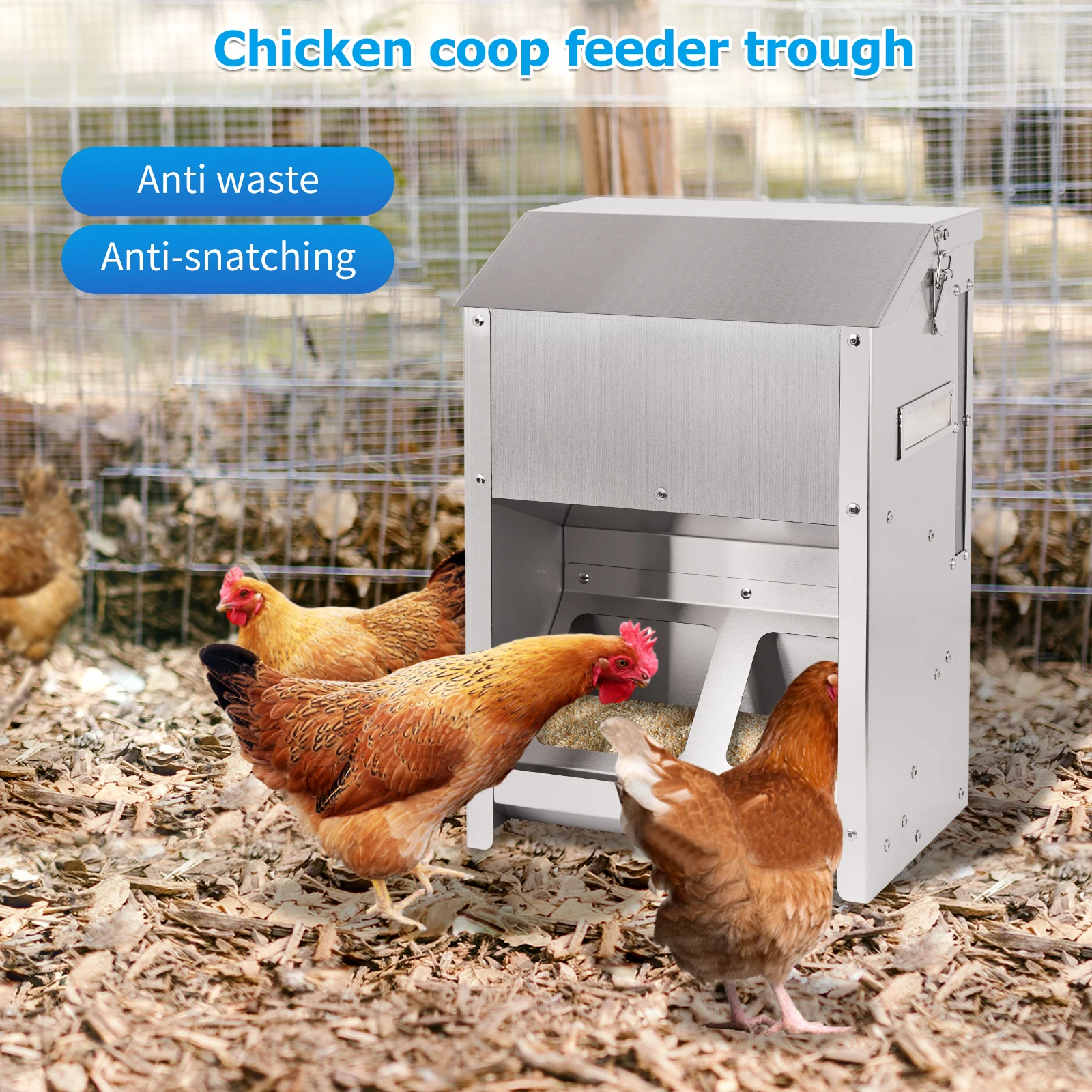 Comedero Automático para Pollos, Antiderrame y Acero Inoxidable - imagen 5