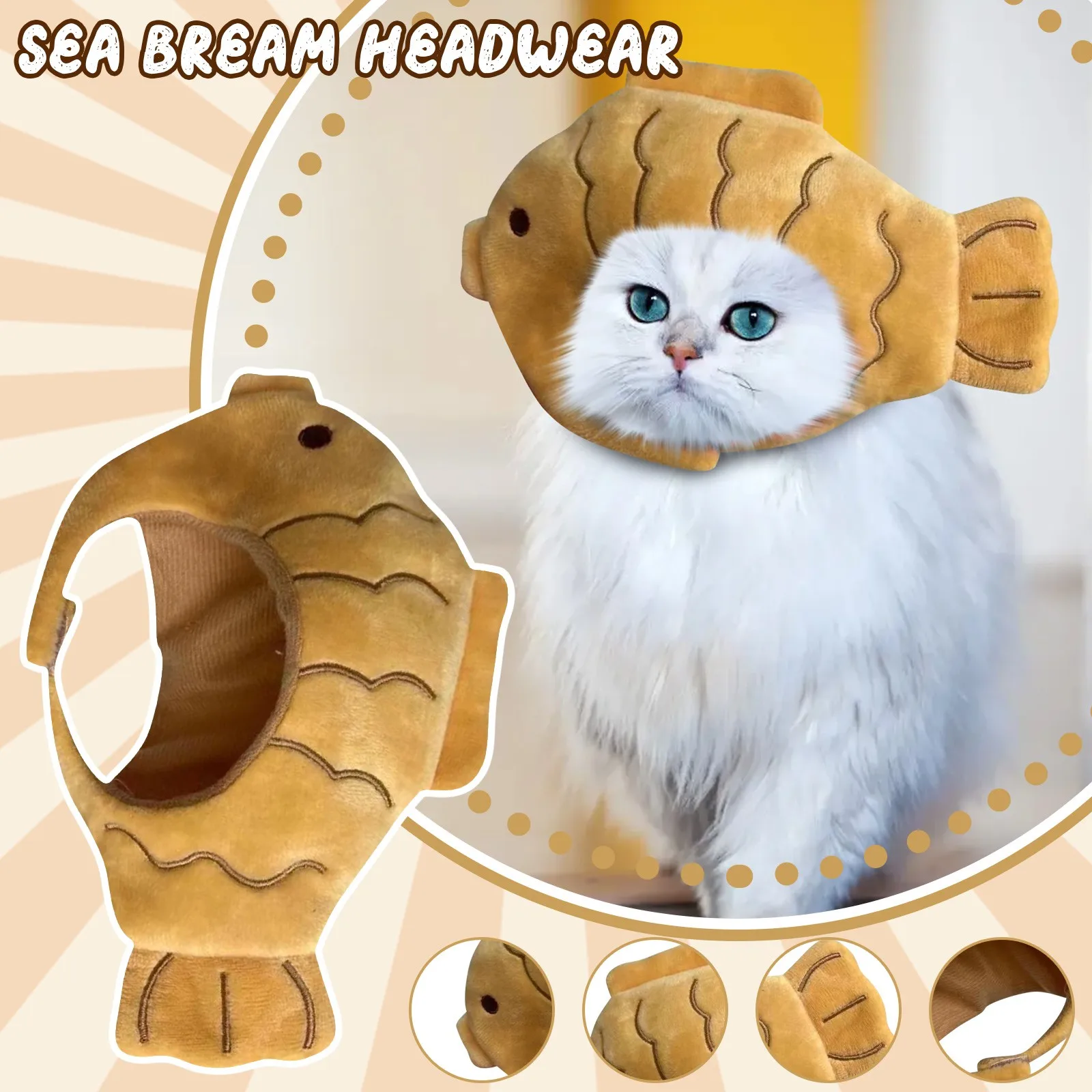 Gorro de algodón para gato con forma de pez
