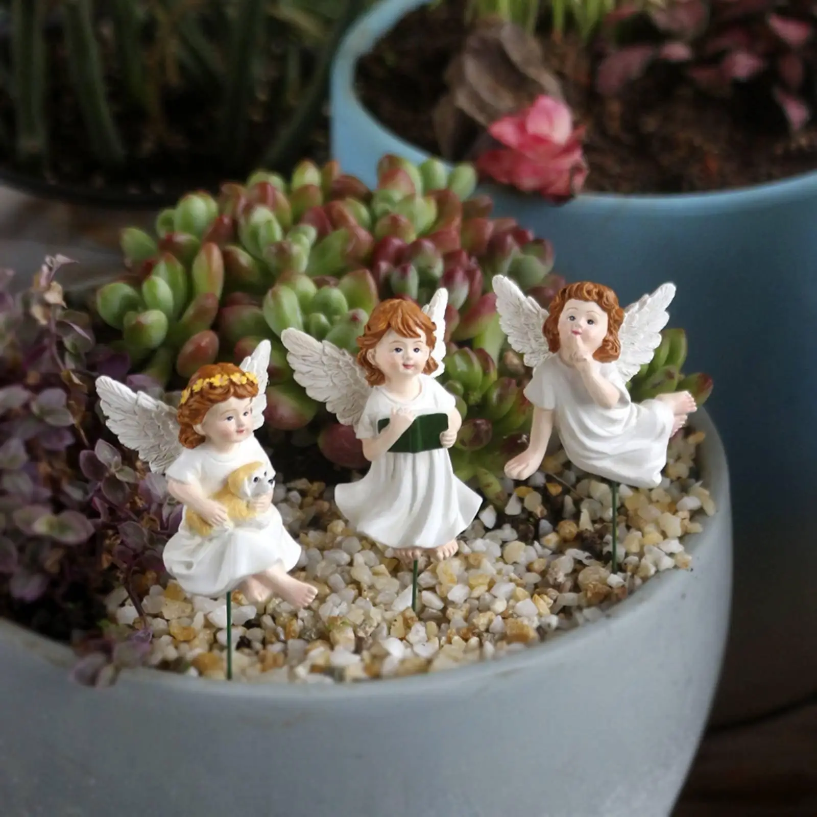 Adornos de jardín con querubines y flores para exterior - imagen 5