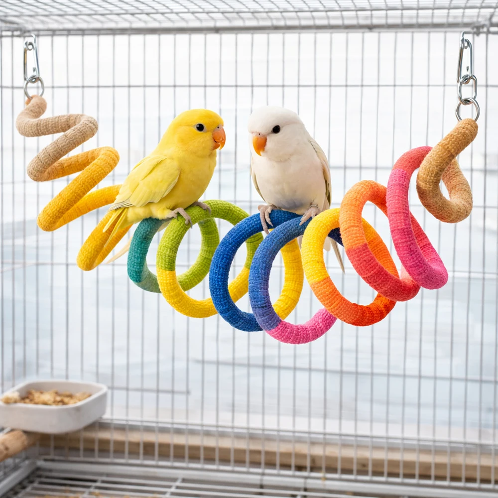 Juguete espiral de cuerda con ventosa para loros y agapornis - imagen 5