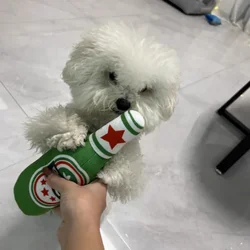 Juguete peluche botella cerveza para perros: morder y limpia dientes