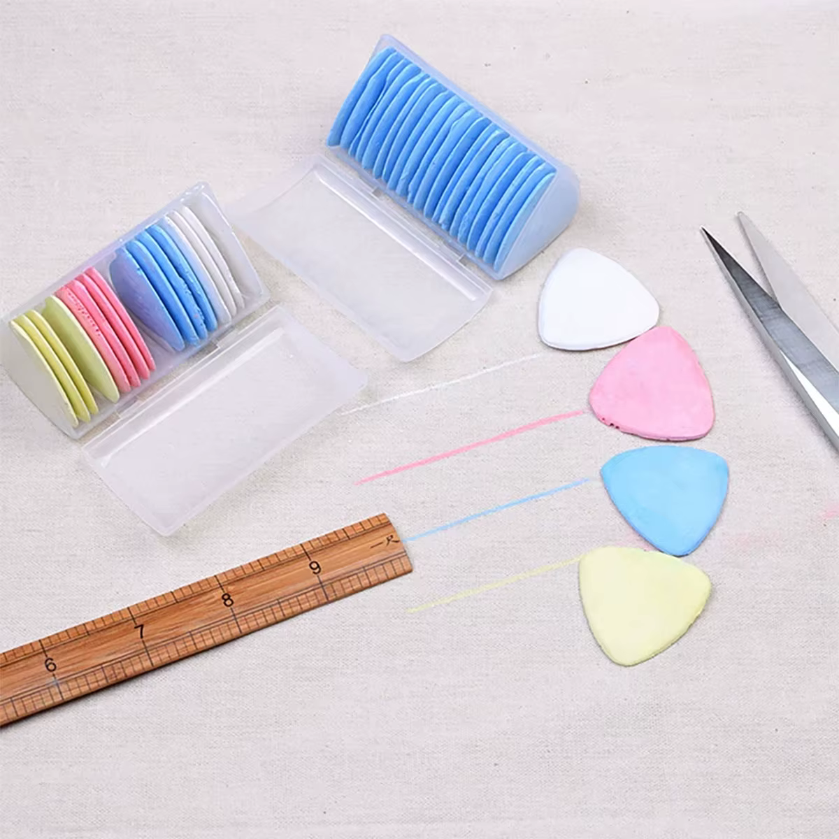 Juego de tiza de sastre borrable con estuche y pegatinas de tela - imagen 2