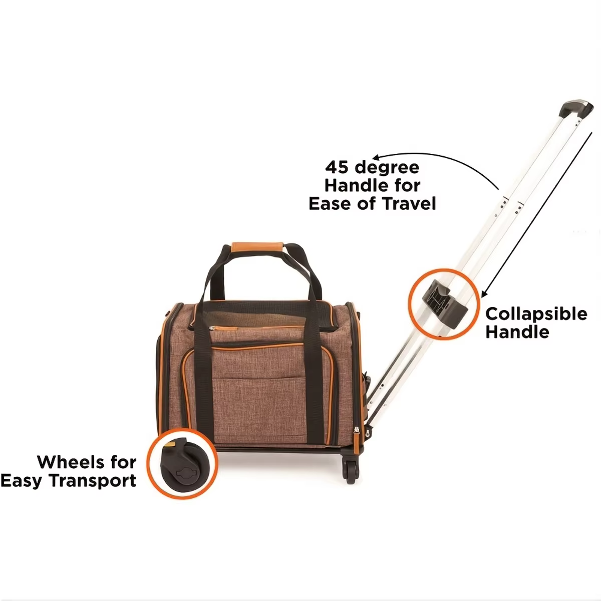 Transportín con ruedas y bolsa para perros y gatos pequeños - imagen 2