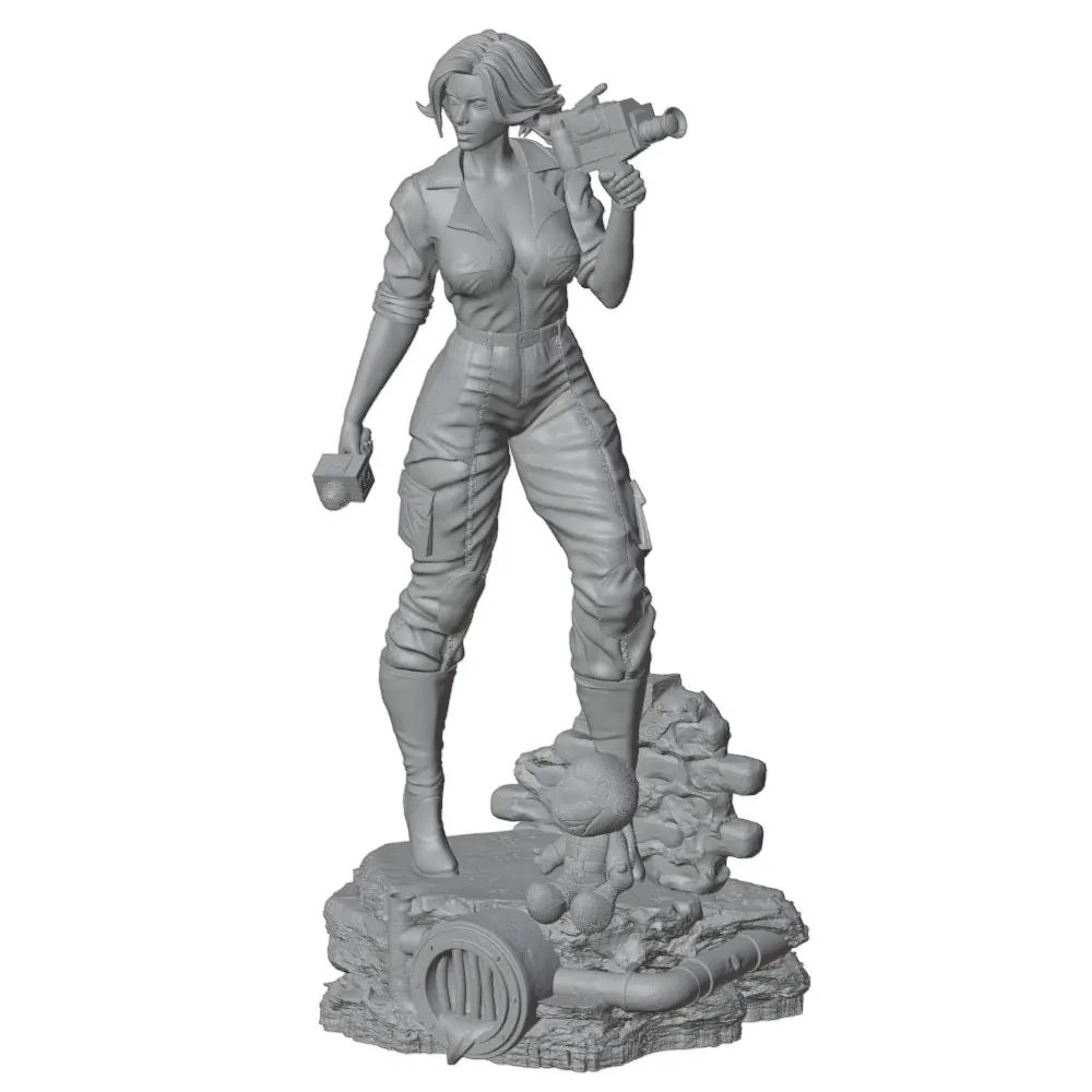 Kit modelo resina 1/24 – Figurna femenina gris, DIY sin montar