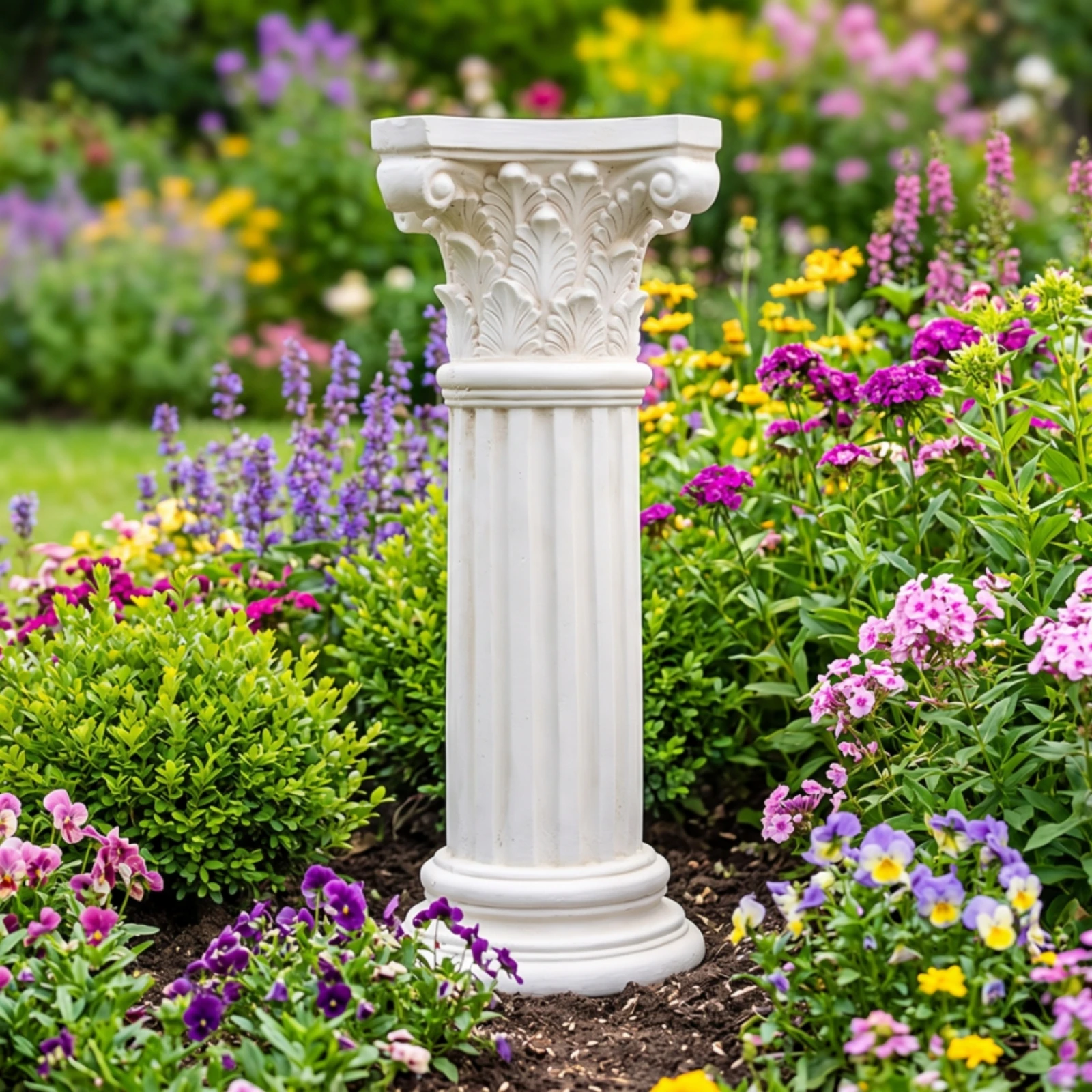 Soporte Macetas Columna Romana – Pedestal Alto para Terraza y Patio