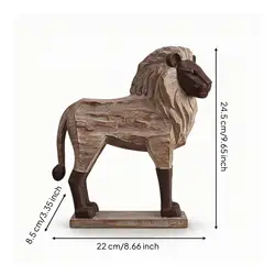 Escultura león imitación madera rústica para mesa y estudio