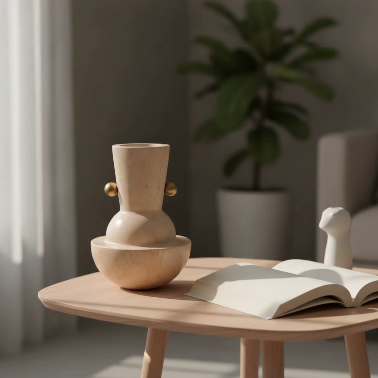 Jarrón decorativo de mármol con detalles metálicos para gatos y perros - imagen 3