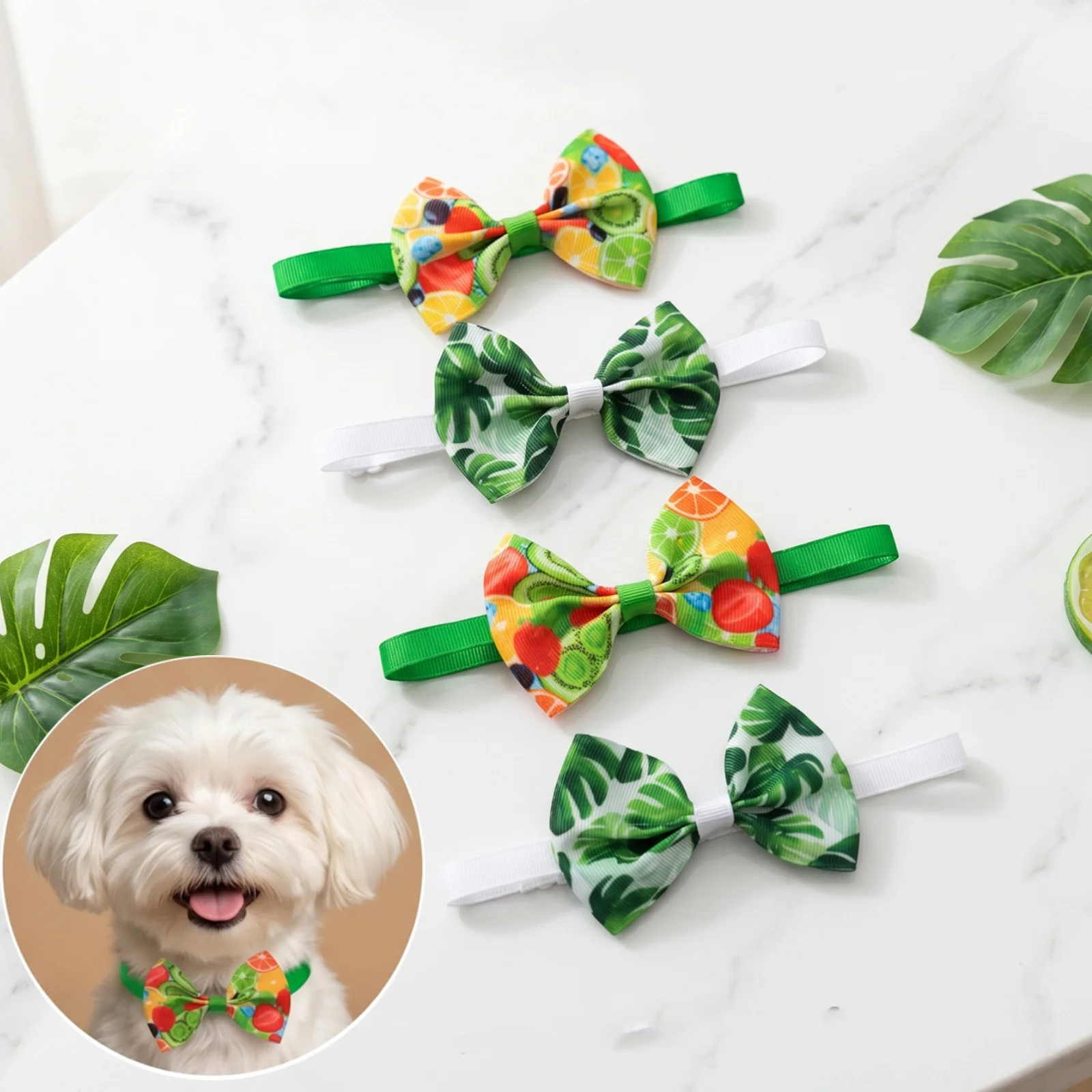 Lazos ajustables con frutas de verano para perros y gatos