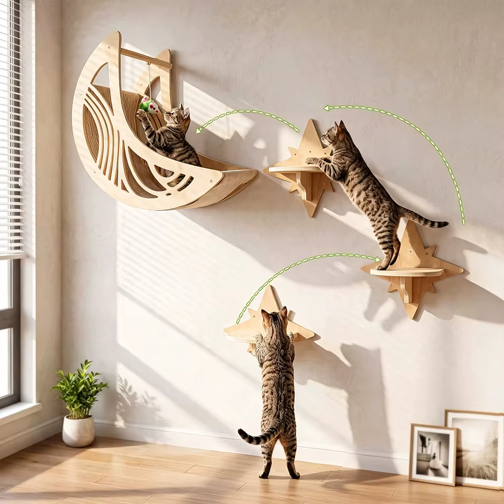 Estantes de pared para gatos: plataforma de madera para escalar - imagen 4