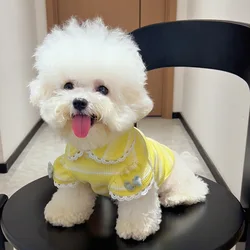 Camiseta de Verano a Rayas con Lazo para Perros Mini y Gatos