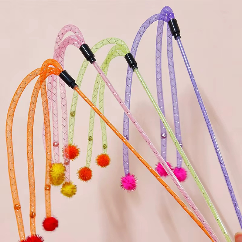 Varita interactiva para gatos con resorte, bola y campana - imagen 2