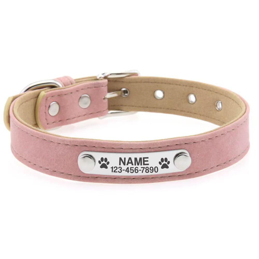 Collar personalizado para perro de cuero con placa grabada - imagen 2
