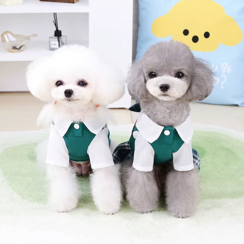 Vestido cuadros para Bulldog Francés – Ropa transpirable perro - imagen 3