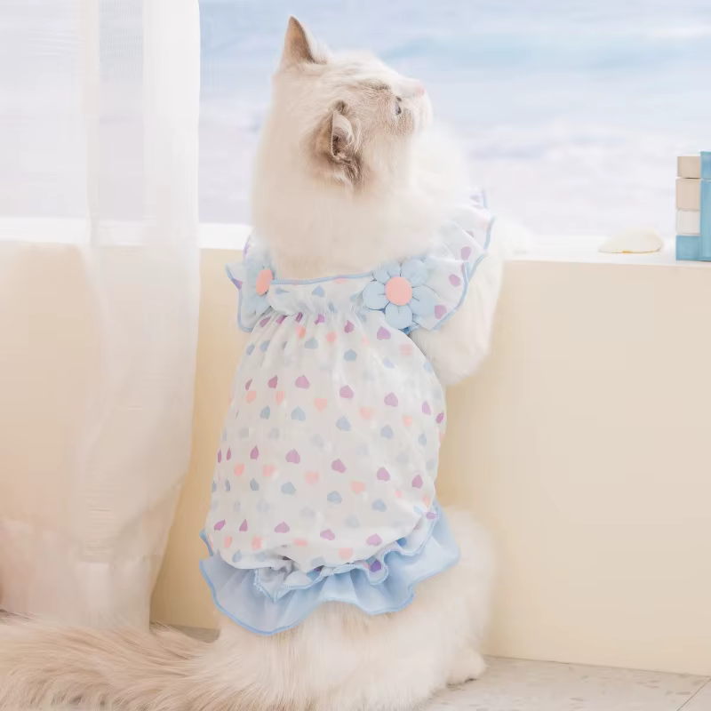 Vestido princesa floral con volantes para perro caniche y gato - imagen 4
