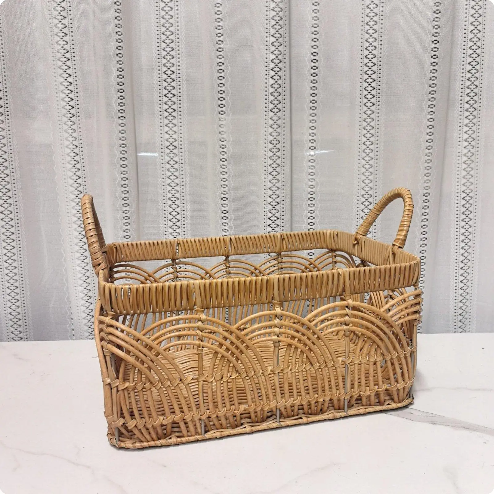 Cesto mimbre sintético para gatos y perros pequeños – Cama tejida decorativa - imagen 5