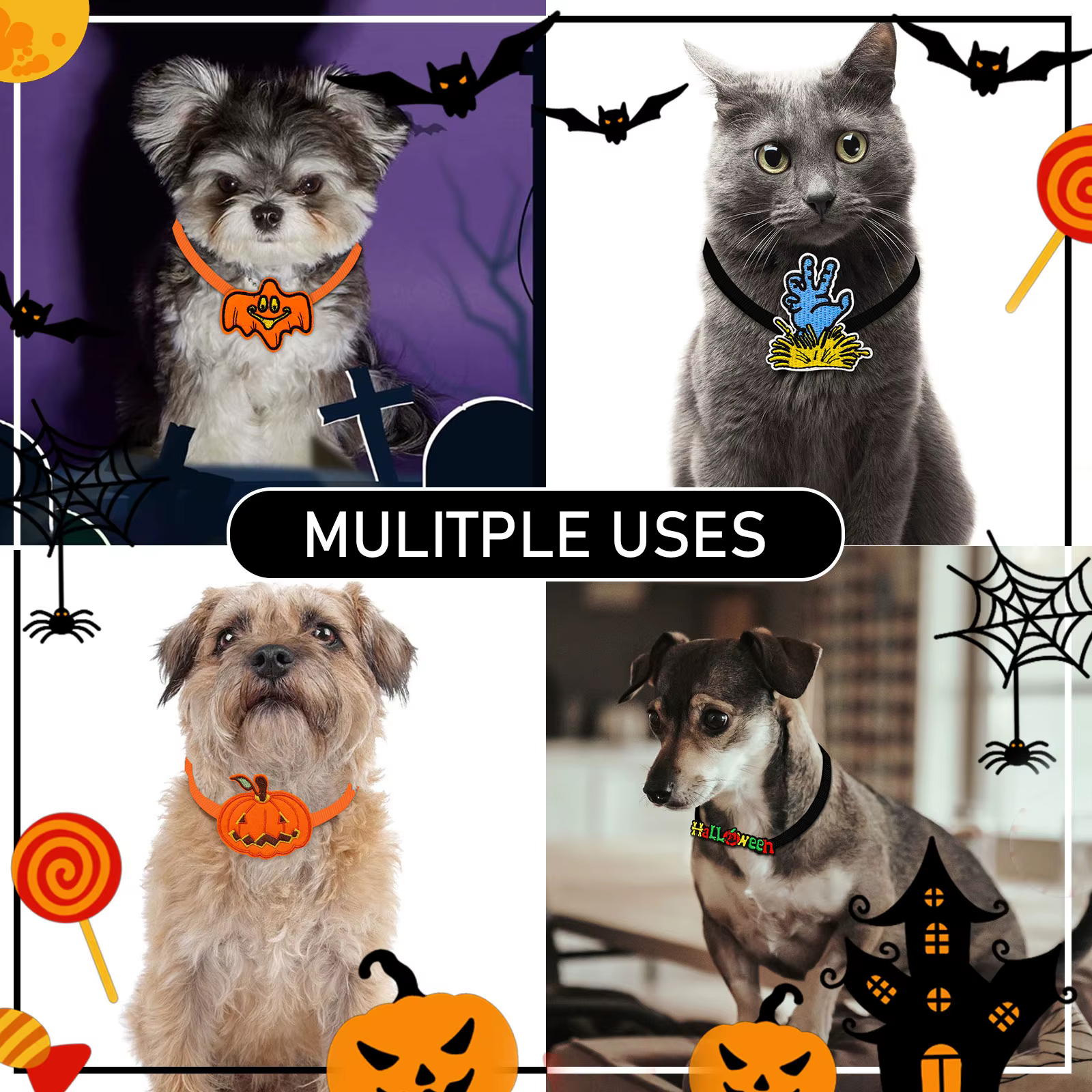 Lazos para perros calabaza cartoon ajustables para cuello Halloween - imagen 5