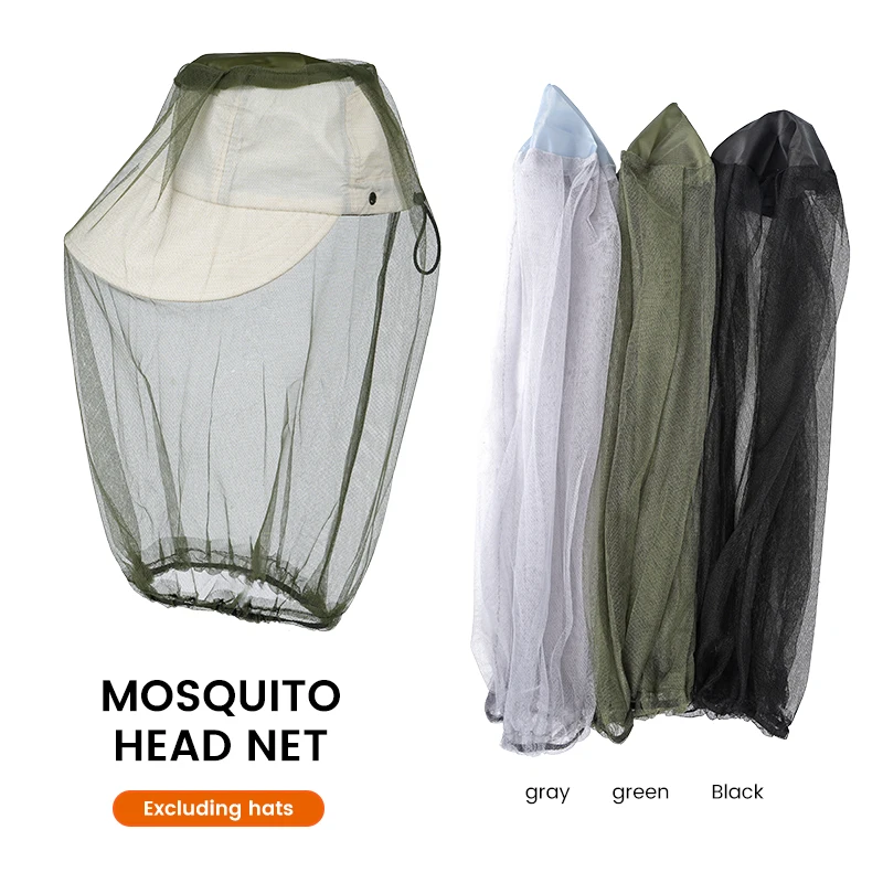 Vista frontal del sombrero antimosquitos mostrando la malla y la banda elástica