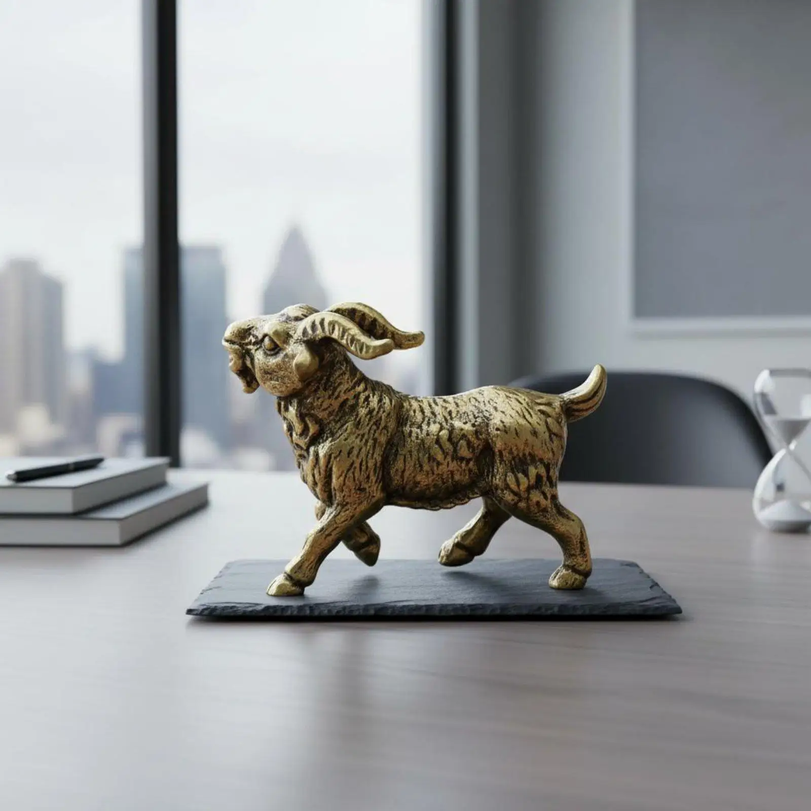 Figura decorativa toro latón con set zodiaco chino año nuevo - imagen 2
