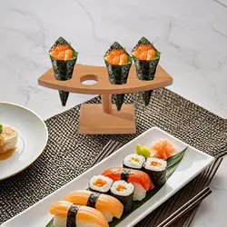 Soporte de Bambú para Sushi – Exhibidor de Rollos con Superficie Pulida