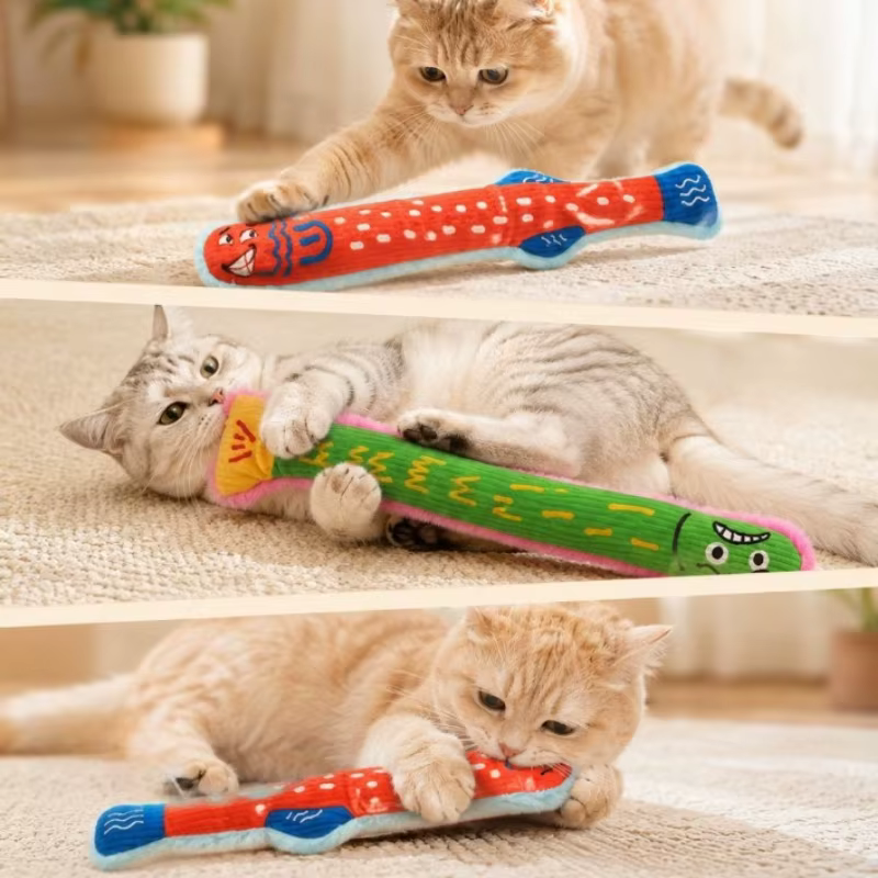 Juguete interactivo de pez peluche con hierba gatera para gatos - imagen 3